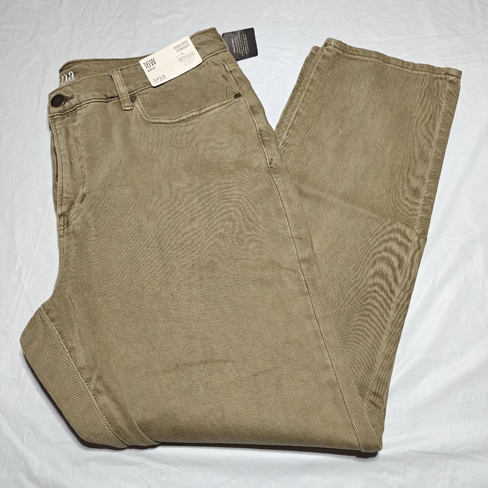 A.N.A. Women’s High-Rise Slim Staight Pants  Size 16W Dusky Green Jeans.NWT